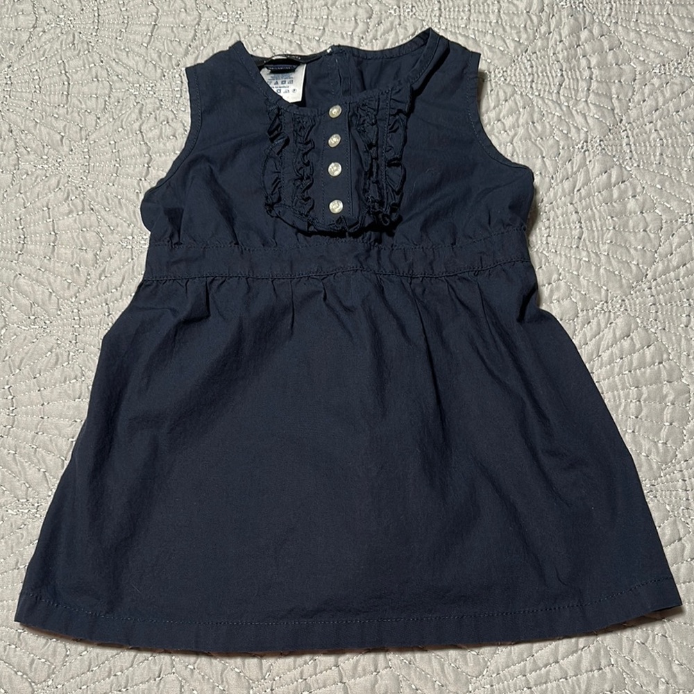 Lands End Girls Blue Sleeveless Cotton Shirt, EUC, Size 6